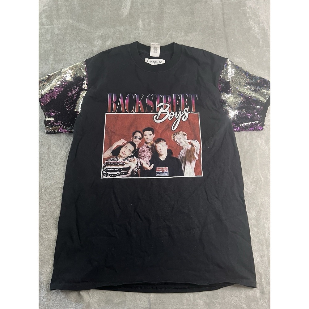 Backstreet Boys Shirt XXL Black  Graphic Print Band Tee Black Rhine Stones